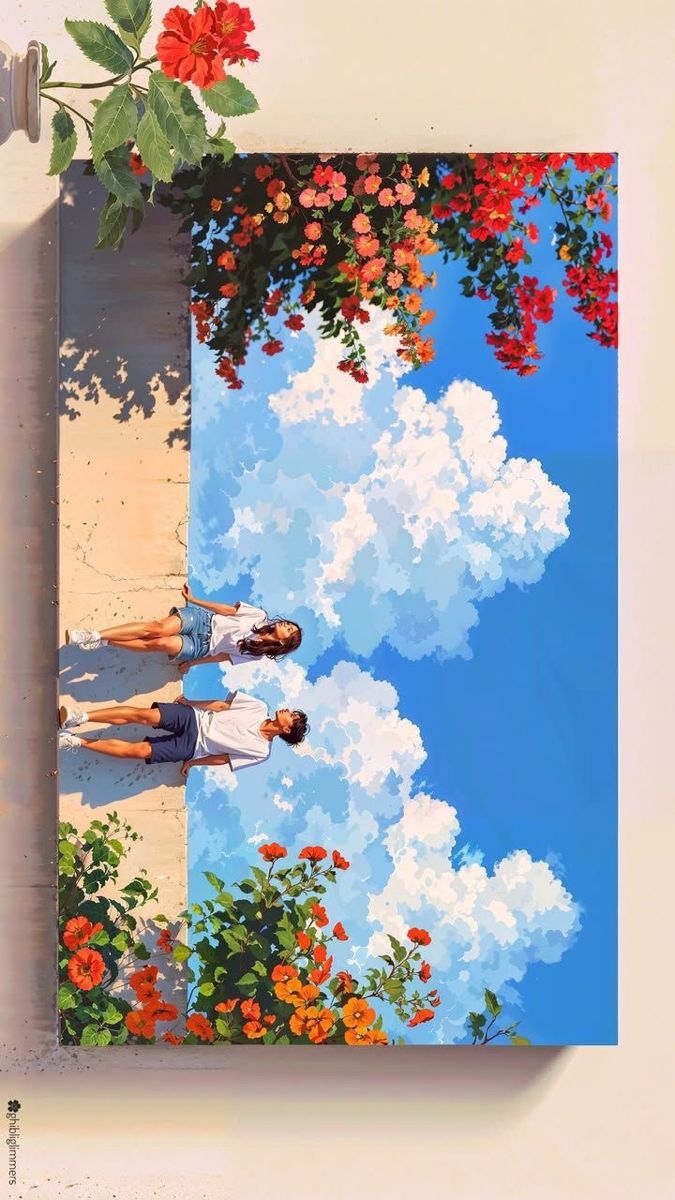 Floral cloudscape painting